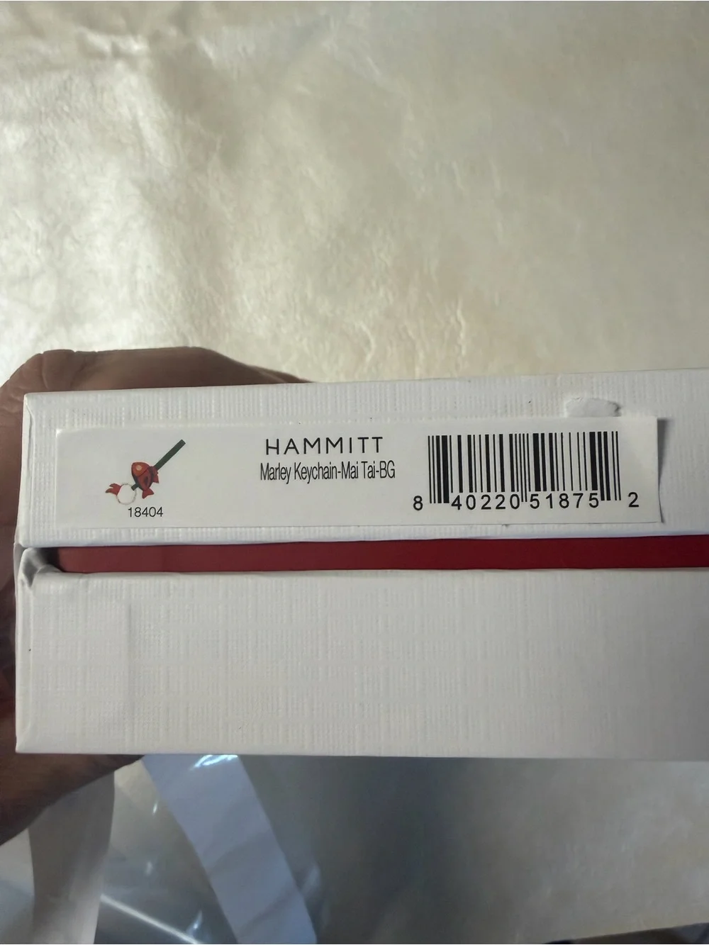 Hammitt Red-Orange & Blue Leather Fish Keyring with Green Strap